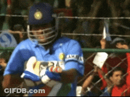A Cricket Player Wearing A Blue Shirt That Says ' Ashes ' On The Sleeve GIF