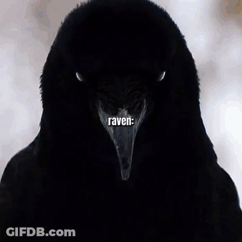 A Crow Is Silhouetted Against A Full Moon With The Word Raven Written Below It GIF
