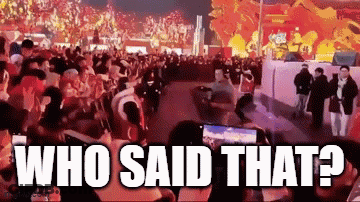 A Crowd Of People Are Gathered In A Stadium With The Words Who Said That Above Them GIF