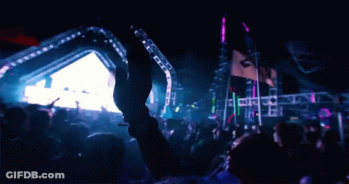 Crowd In Front Of Stage With Blue A Screen GIF