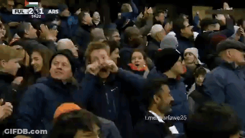 A Crowd Of People Are Standing In A Stadium Watching A Game . GIF