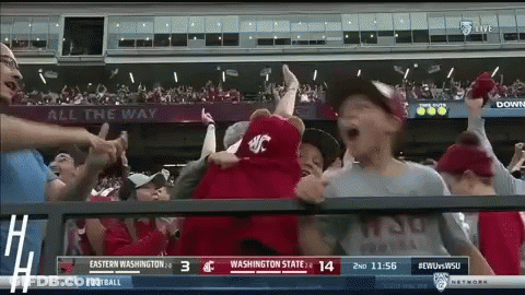 A Crowd Of People Are Watching A Football Game Between Washington State And Eastern Washington State GIF