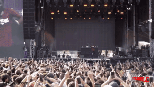 A Crowd Of People At A Concert With Giffun.com Written On The Bottom Right GIF