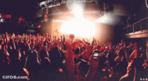 A Crowd Of People At A Concert With The Word Nas On The Bottom Left GIF