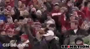 A Crowd Of People Sitting In A Stadium With A Sb Nation Logo On The Bottom GIF