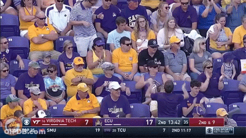 A Crowd Of People Watching A Game Between Virginia Tech And East Carolina GIF
