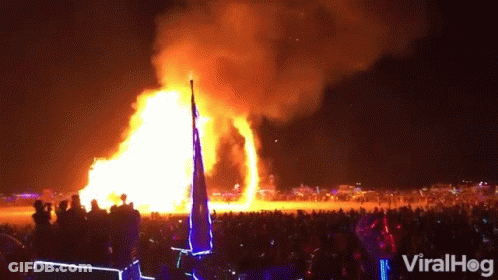 A Crowd Of People Watching A Large Fire With The Words Viralhog On The Bottom Left GIF