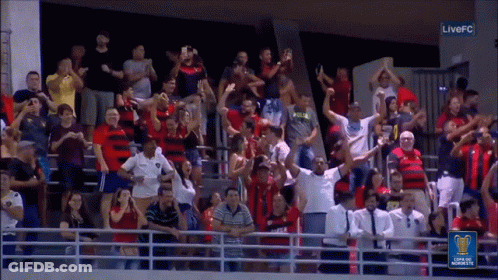 A Crowd Of People Watching A Soccer Game With A Live Fc Logo GIF