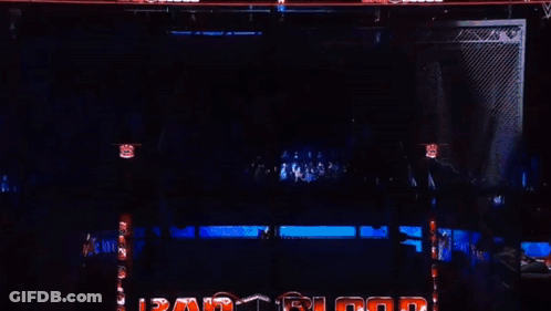 A Crowd Of People Watching A Wrestling Match In A Stadium GIF