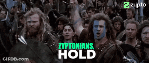A Crowd Of People With Zyptonian 'S Hold Written In Green GIF