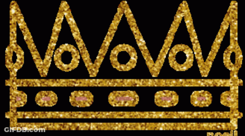 A Crown Made Of Gold Glitter With The Letter M On It GIF