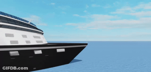 A Cruise Ship Is Floating In The Ocean With The Number Infinity On The Side GIF