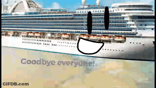 A Cruise Ship Says Goodbye To Everyone In A Cartoon GIF