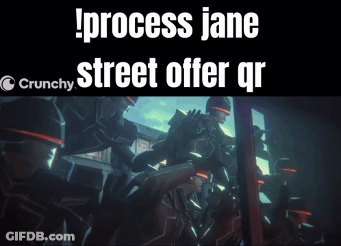 A Crunchy Advertisement With A Picture Of A Group Of People And The Words Process Jane Street Offer Qr GIF