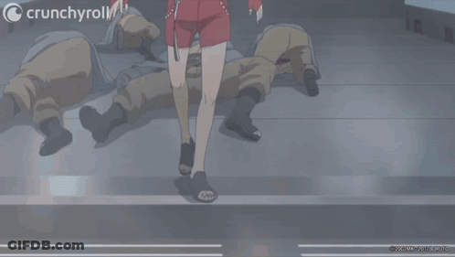 A Crunchyroll Ad With A Girl In A Red Hoodie Giving A Thumbs Up GIF