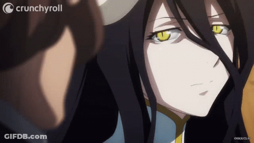 A Crunchyroll Advertisement Shows A Woman With Long Black Hair GIF