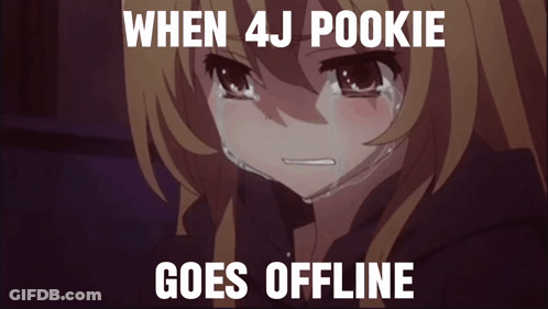 A Crying Anime Girl With The Words When 4J Pookie Goes Offline GIF