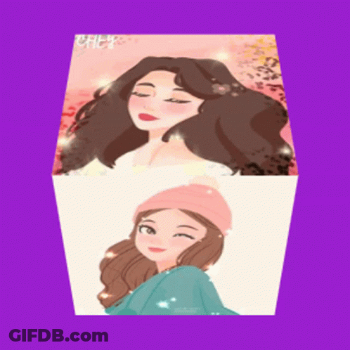 A Cube With A Picture Of A Woman On It And The Word Cheer On The Top GIF