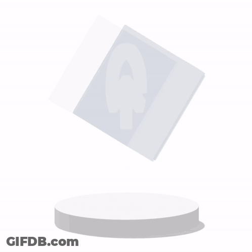 A Cube With The Letter G On It Is Floating Above A White Podium GIF