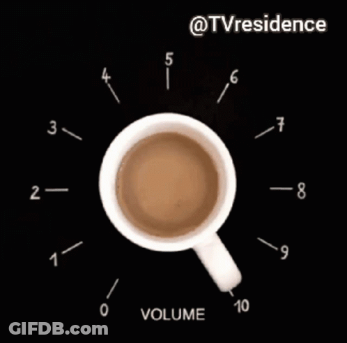 A Cup Of Coffee Is Surrounded By Numbers And The Word Volume GIF