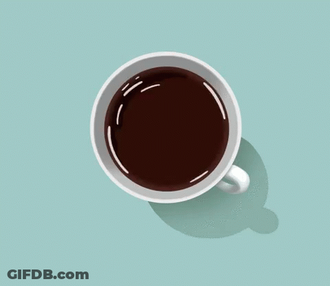 A Cup Of Coffee On A Blue Surface With A Shadow GIF