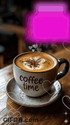 A Cup Of Coffee Says Coffee Time On It GIF