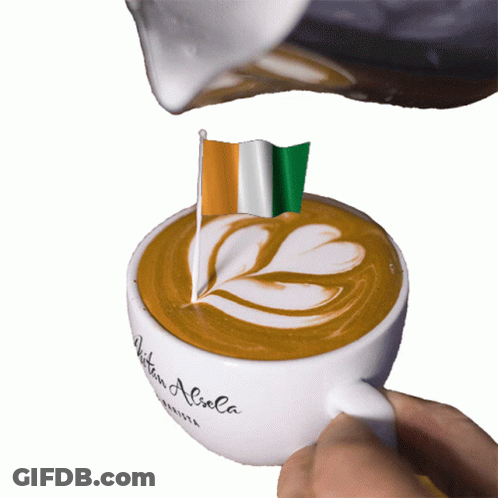 A Cup Of Coffee That Says Written Aliola On The Side GIF