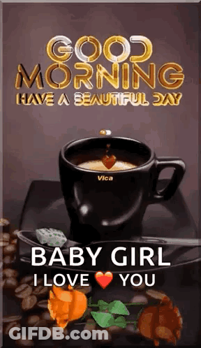 A Cup Of Coffee With A Heart In It Is On A Saucer On A Table With Coffee Beans . GIF