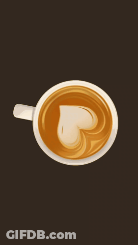 A Cup Of Coffee With A Heart Shaped Latte Art And The Words Tara Kape GIF