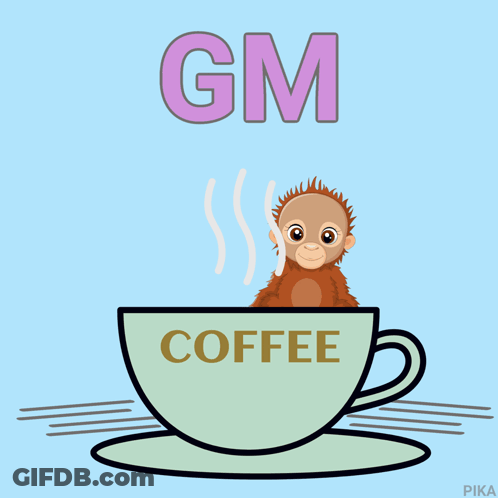 A Cup Of Coffee With A Monkey In It GIF