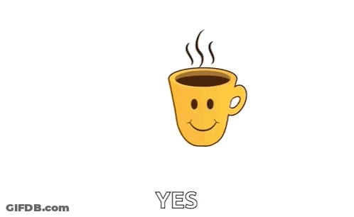 A Cup Of Coffee With A Smiley Face And The Words Good Morning Yes GIF