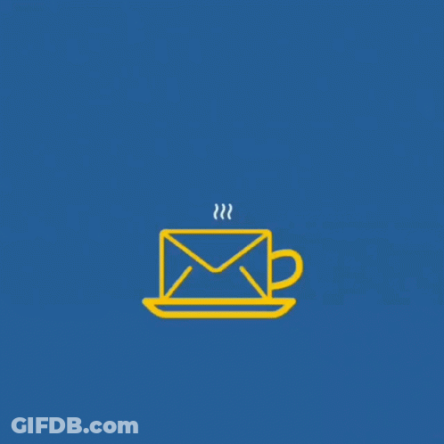 A Cup Of Coffee With An Envelope Inside Of It On A Saucer . GIF