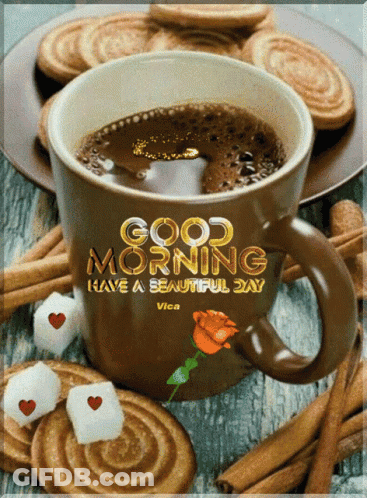 A Cup Of Coffee With The Words Good Morning Have A Beautiful Day GIF