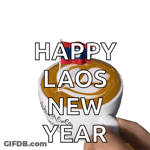 Coffee Cup With Happy Laos New Year GIF