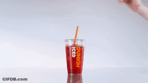A Cup Of Dunkin ' Donuts Iced Tea With Condensation On It GIF
