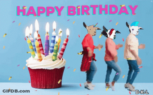 Cupcake With Candles And Happy Birthday Text GIF