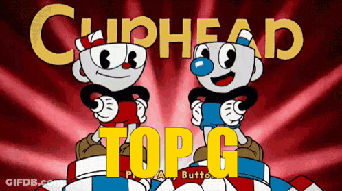 A Cuphead Top G Button With Two Cupheads On Top GIF