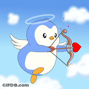 A Cupid With A Bow And Arrow Is Flying Through The Air GIF