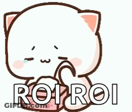 A Cute Cartoon Cat Is Giving A Thumbs Up And The Word Roi Is Written Below It . GIF