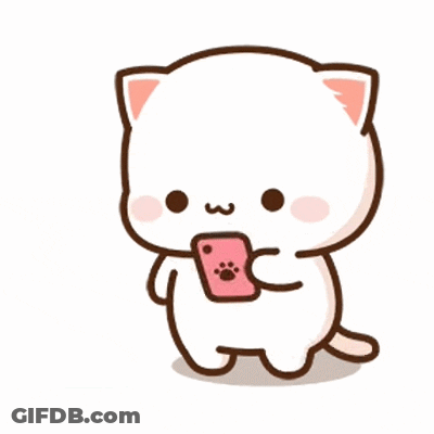 A Cute Cartoon Cat Is Holding A Pink Nintendo Switch Controller . GIF