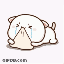 Cartoon Cat Laying Crying With Pillow GIF