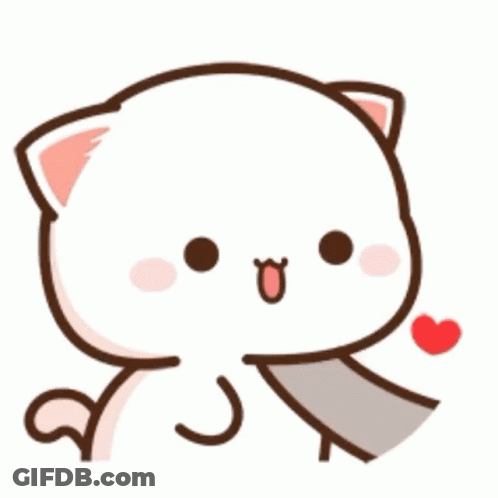 Cute Cartoon Cat With Heart In Mouth GIF