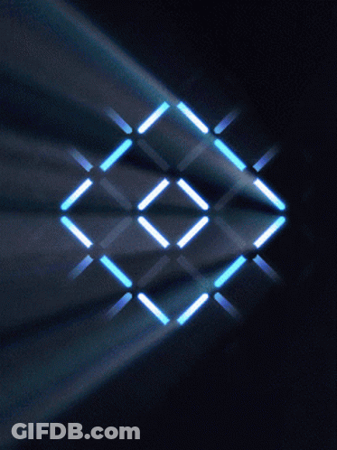 A Dark Background With A Grid Of Blue Squares And Lines GIF