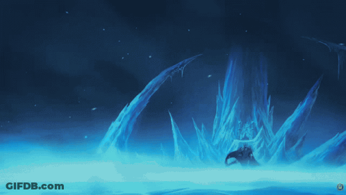 A Dark Blue Background With A Few Ice Formations In The Foreground GIF