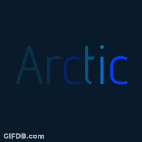 A Dark Blue Background With The Word Arctic In Blue Letters GIF