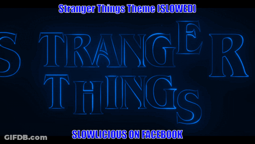 A Dark Blue Background With The Words Stranger Things Glowing In The Dark GIF