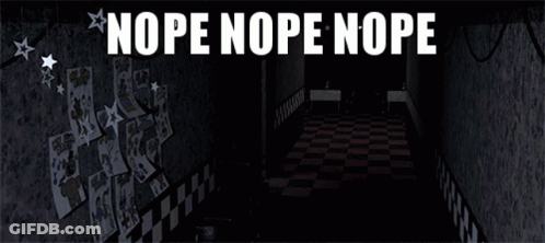 A Dark Room With A Fox And The Words Nope Nope Nope On The Bottom GIF
