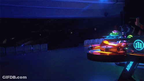 A Dark Room With A Sign That Says Amanda On It GIF