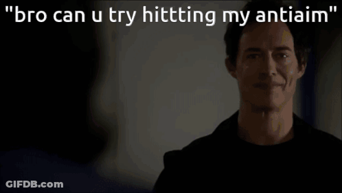 A Dark Room With The Words " Bro Can U Try Hitting My Antiaim " Written On It GIF