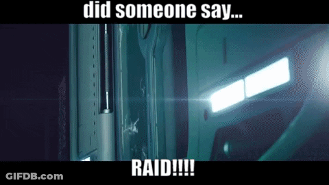 A Dark Room With The Words Did Someone Say Raid GIF